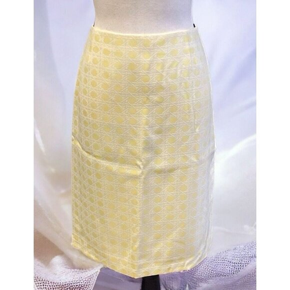 Alex Marie Pencil Skirt Size 6 Yellow Lined Center Back Zipper Slit - Picture 6 of 16